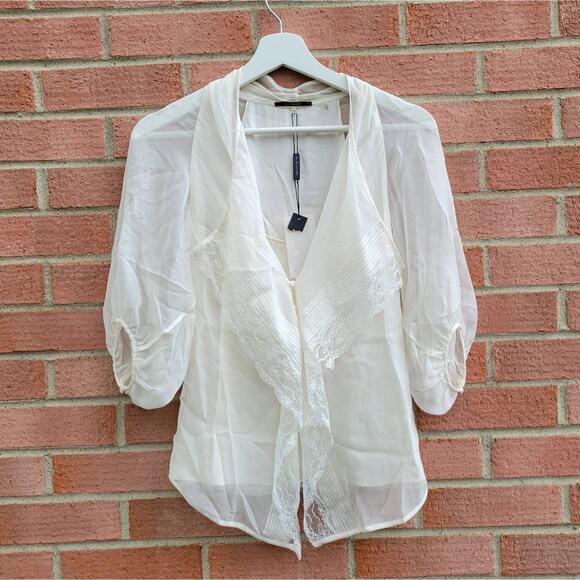 Elie Tahari Silk Lace Romantic Layered Blouse Top size XS Cream - Picture 1 of 12